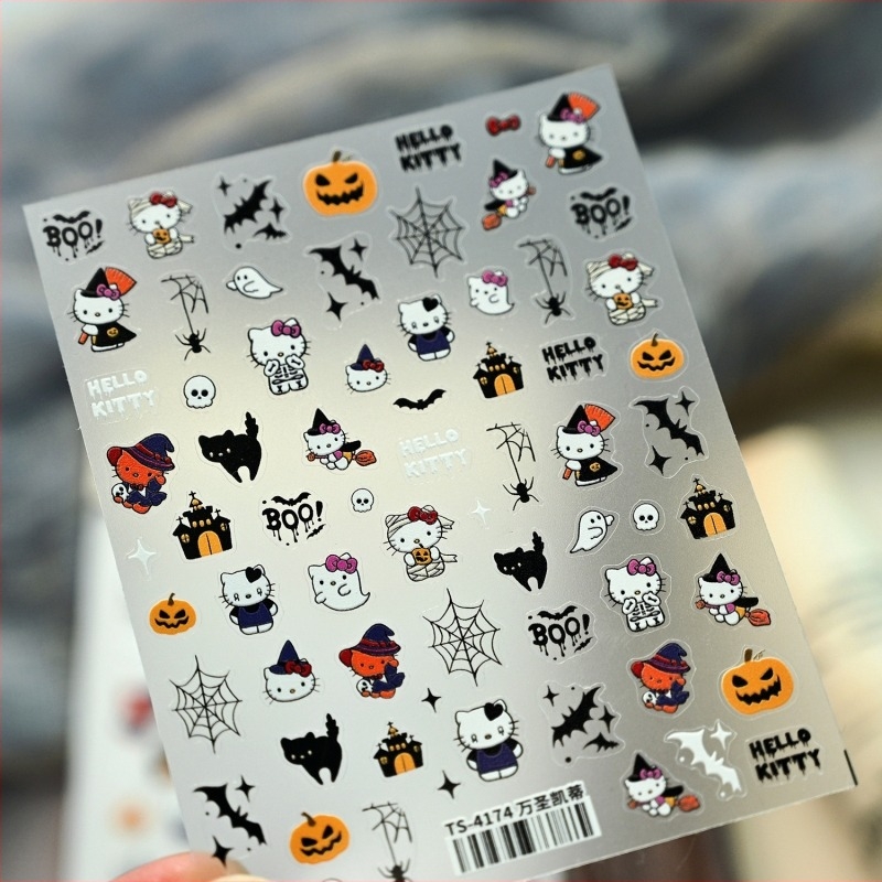 TS-4174 Iron Sweet Cool Halloween köröm matricák – Macskás motívumok gyerekeknek