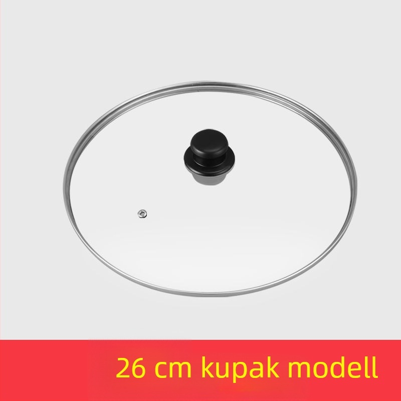 Műanyag fogantyúval ellátott fedő, edzett üveg, lapos aljú serpenyőhöz