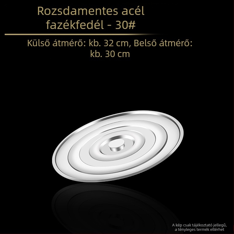 Rozsdamentes acél leveses vödör fedél, vastagított, élelmiszer-minőségű, sík, kör alakú univerzális fedél háztartási használatra, nagy méret