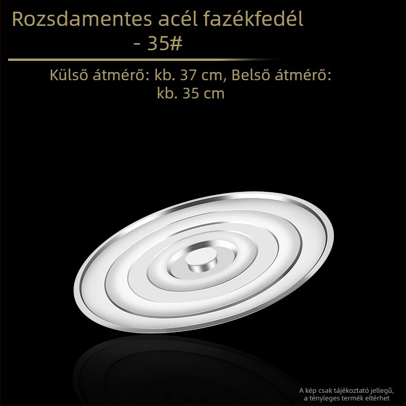 Rozsdamentes acél leveses vödör fedél, vastagított, élelmiszer-minőségű, sík, kör alakú univerzális fedél háztartási használatra, nagy méret
