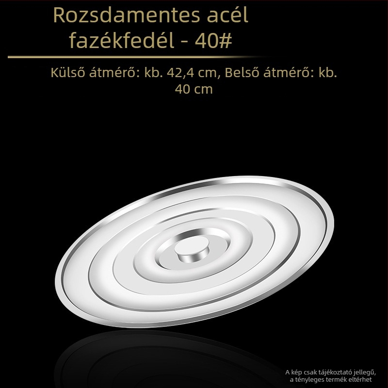 Rozsdamentes acél leveses vödör fedél, vastagított, élelmiszer-minőségű, sík, kör alakú univerzális fedél háztartási használatra, nagy méret