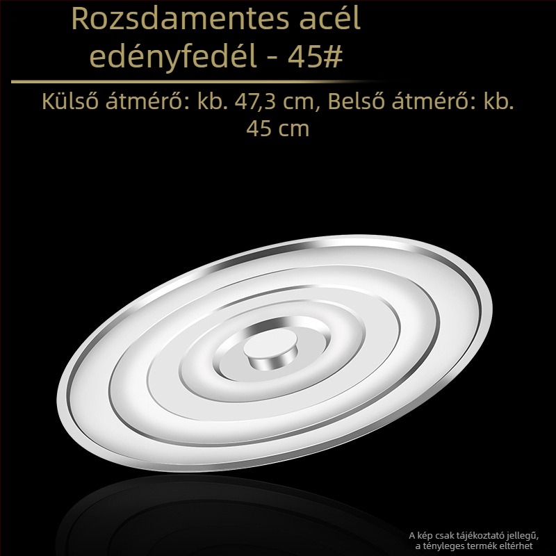 Rozsdamentes acél leveses vödör fedél, vastagított, élelmiszer-minőségű, sík, kör alakú univerzális fedél háztartási használatra, nagy méret