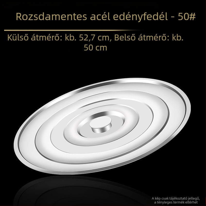 Rozsdamentes acél leveses vödör fedél, vastagított, élelmiszer-minőségű, sík, kör alakú univerzális fedél háztartási használatra, nagy méret