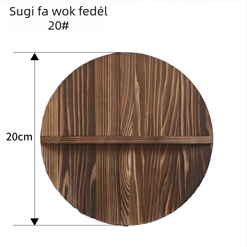 Kerek cédrusfa wokfedő, vintage nagy méretű fafedél