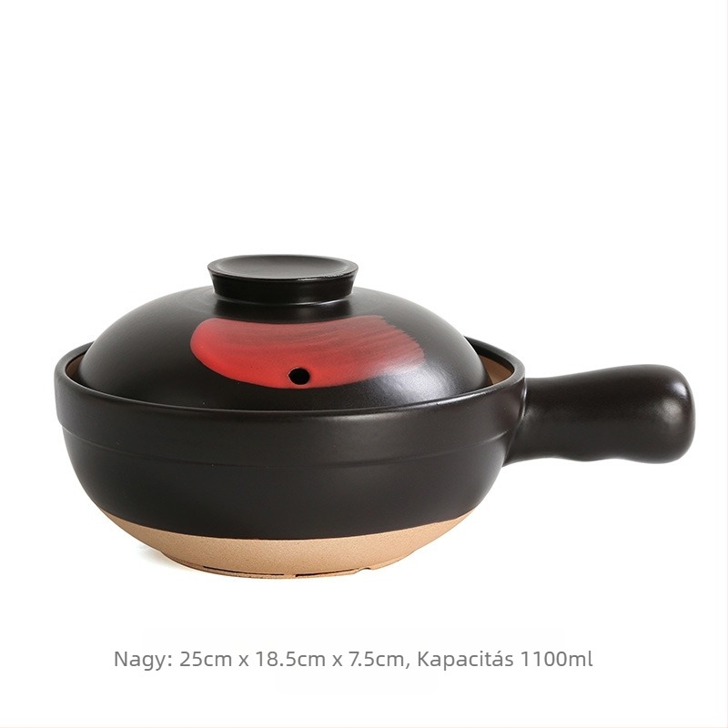Japán stílusú agyaglábas rizshez, több méretben (nagy és kicsi), bébiételhez való edény, gáztűzhelyhez kompatibilis, repedésálló, egykezes főzőedény