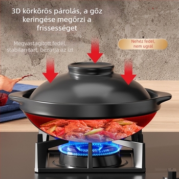 Kis agyag edény háztartási használatra, kompatibilis gázfőzővel, különösen alkalmas rizs készítéséhez agyagban, ellenáll a magas hőmérsékletnek, repedésmentes, leveses edény, alkalmas kereskedelmi használatra