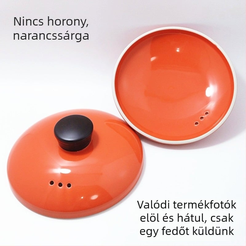 Narancssárga kerámia fazék fedő – univerzális fedő levesekhez, főzőedényekhez