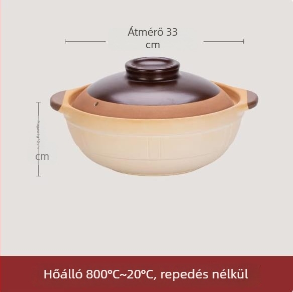 Kinsolic Retro agyagedény kerámia fedővel, gáztűzhelyhez, magas hőmérséklet-ellenálló, ideális rizshez és pörköltökhöz