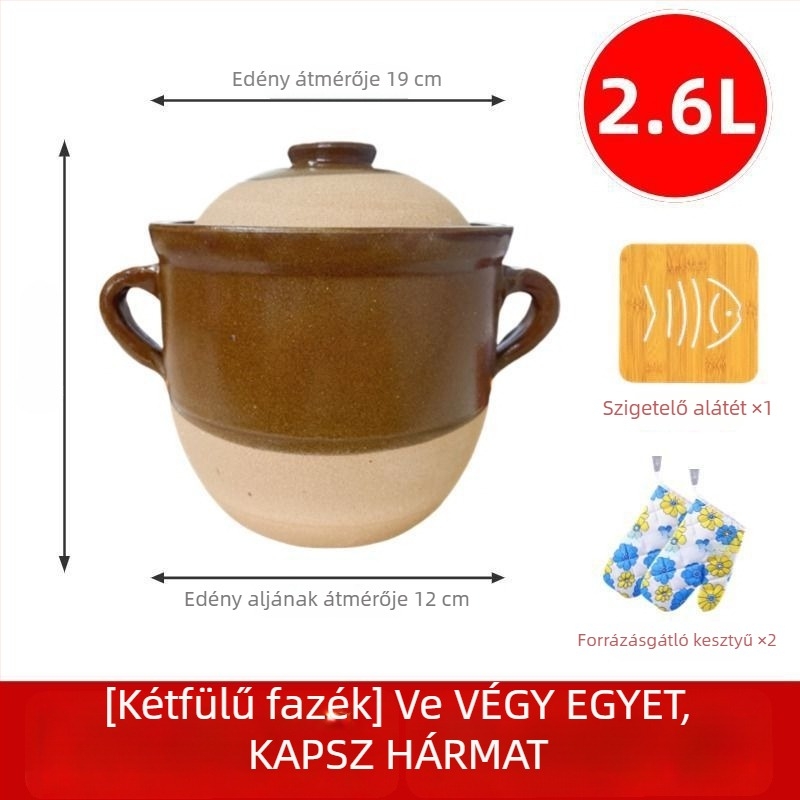 Ősi hagyományos agyagfazék levesekhez, braisinghez és gyógynövényes főzetekhez otthon
