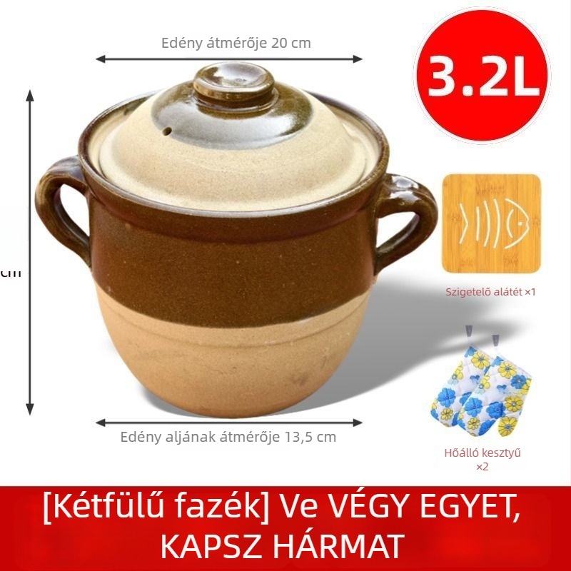 Ősi hagyományos agyagfazék levesekhez, braisinghez és gyógynövényes főzetekhez otthon