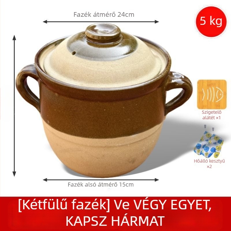 Ősi hagyományos agyagfazék levesekhez, braisinghez és gyógynövényes főzetekhez otthon