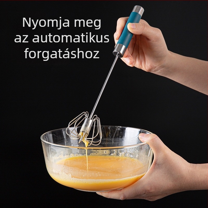 Rozsdamentes acél nyomó típusú forgó tojáshabverő, fél-automata keverőeszköz, vastagabb habverő fej