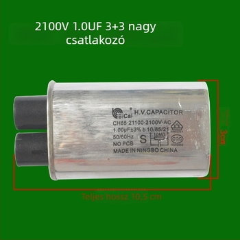 Mikrohullámú sütőhöz való magasfeszültségű kondenzátor, 2100V, 0.95µF, 1.05µF, 3+3 nagy csatlakozóval