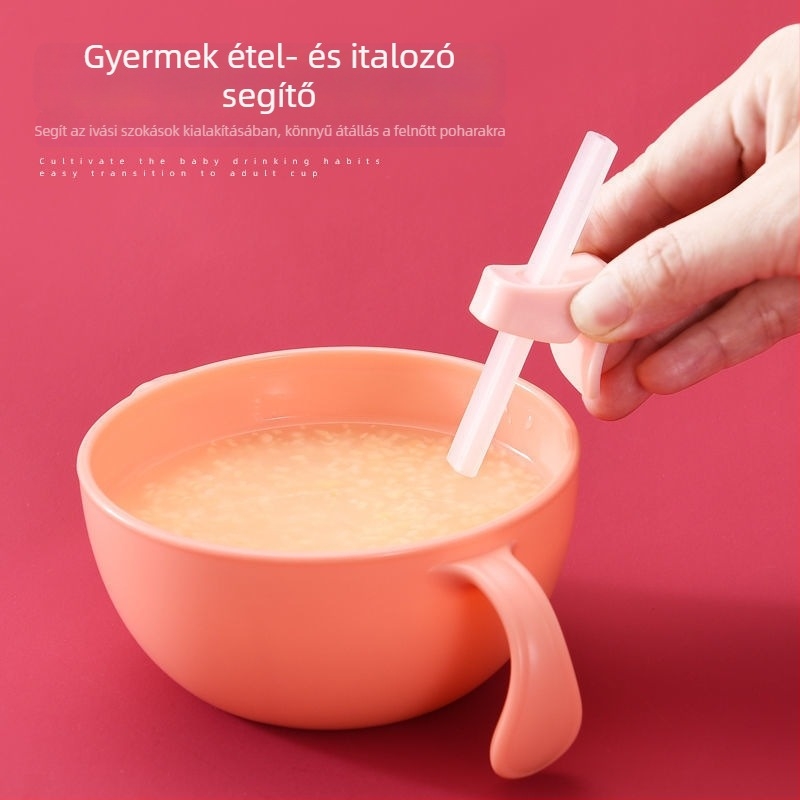 Puhaszsilíkon babaszívószál záróval, levesekhez és főzelékekhez, újrahasználható