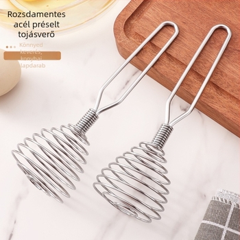 Rozsdamentes acélból készült nyomó típusú tojáskeverő spirálrugóval, krémhez és tésztához, sütőeszköz