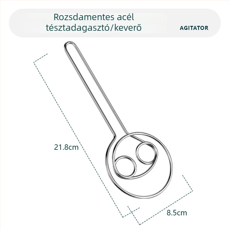 Rozsdamentes acél tésztakeverő dupla tekercses habverővel, sütőeszköz, tojáshaboló, mágnesmentes