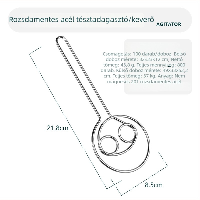 Rozsdamentes acél tésztakeverő dupla tekercses habverővel, sütőeszköz, tojáshaboló, mágnesmentes
