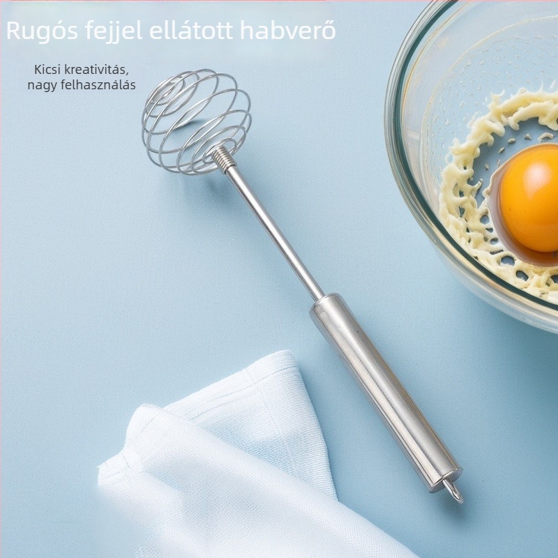 430 rozsdamentes acélú rugós tojáshaboló – kézi habverő sütéshez