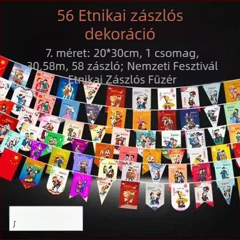 Ünnepi zászlók dekorációs készlet – 56 etnikai zászló (kisebb nemzeti zászlók) üzletnyitási és utcai díszítéshez