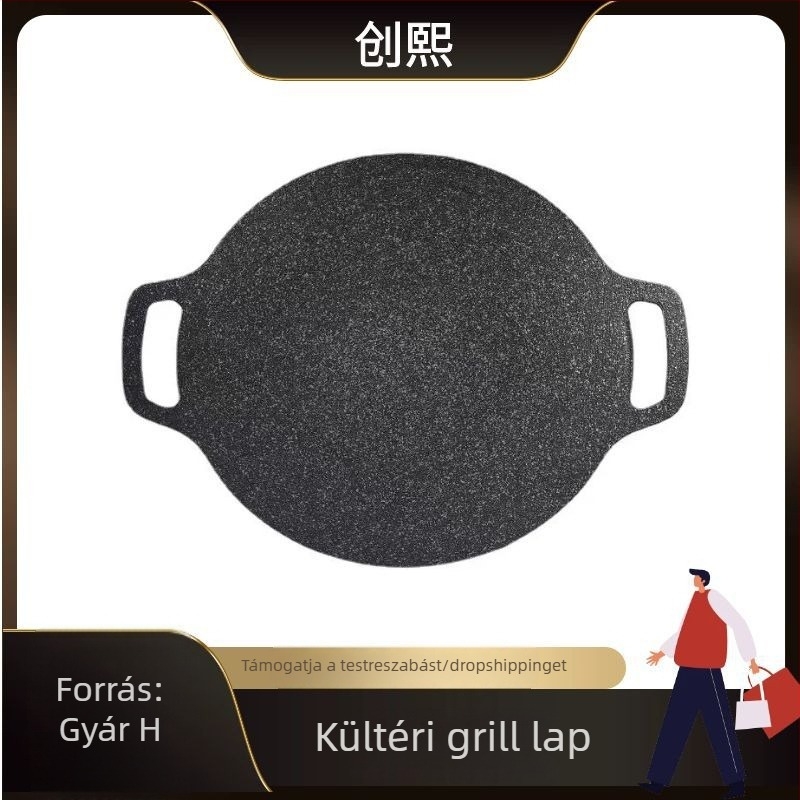 Kültéri öntöttvas grillserpenyő Maifan kővel, koreai stílusú, tapadásmentes, kempingezéshez és otthoni használatra