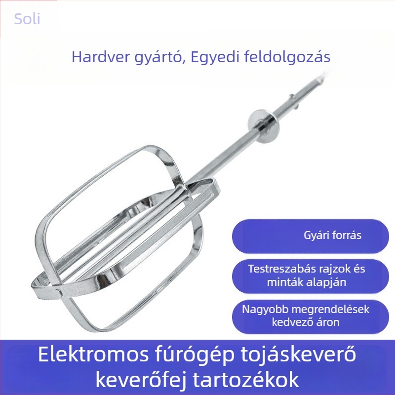 R-fej, sík fejű keverőrúddal tojásfelverőhöz, vasból készült, krómozott felülettel, hardver kiegészítők