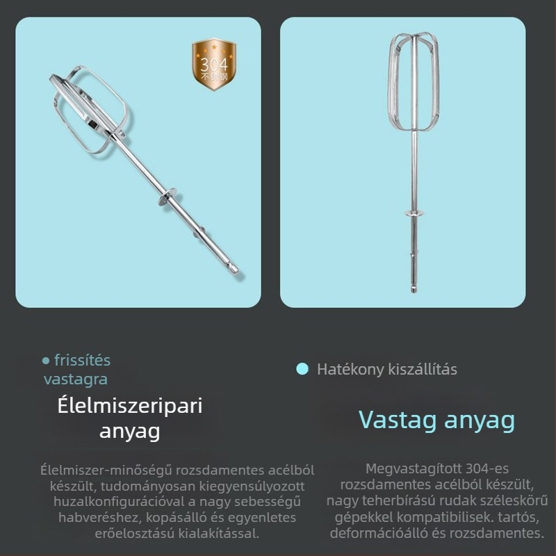 R-fej, sík fejű keverőrúddal tojásfelverőhöz, vasból készült, krómozott felülettel, hardver kiegészítők