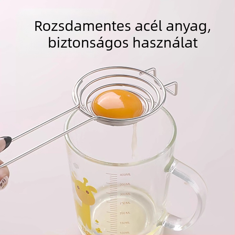 Rozsdamentes acél tojásfehérje és tojássárgája szeparátor – sütéshez