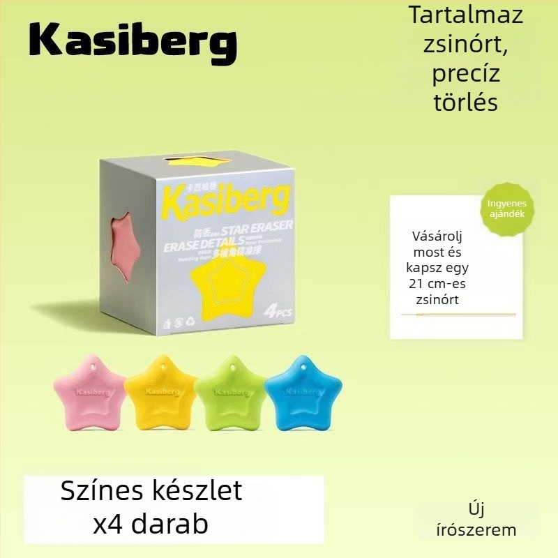 Csillag alakú radír, könnyű fogású, nyom nélkül, tartós és tiszta, 3–6 éveseknek