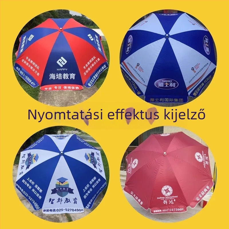 Nagy reklámnapernyő logóval, kültéri kör alakú árnyékoló, kézi nyitás-zárás