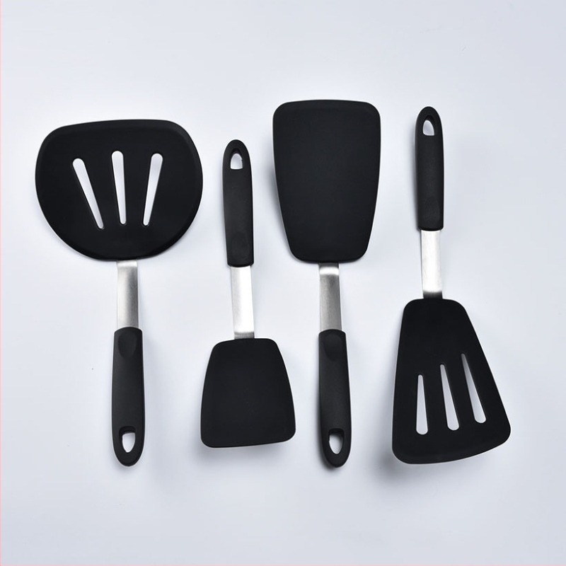 Szilikon konyhai eszközök készlet, 5 darabos, tapadásmentes spatulák és lyukas halszúró spatula
