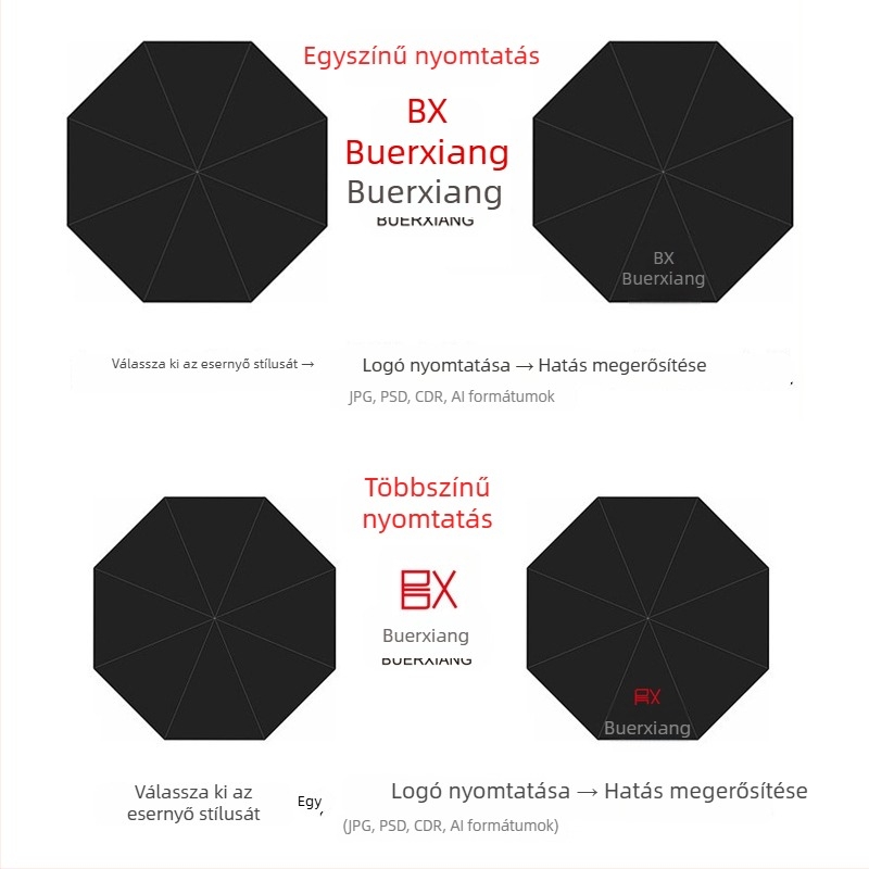 Boerxiang Szivárvány Esernyő, Automatikus Összecsukható, Háromrészes, Napra és Esőre