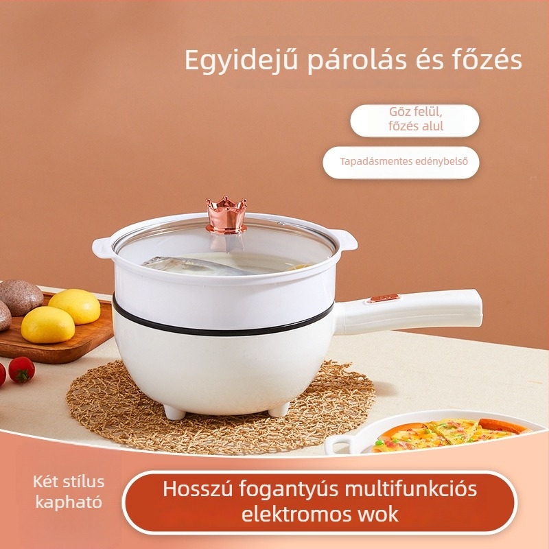 Beépített elektromos wok, tapadásmentes, multifunkcionális főzőedény otthoni használatra