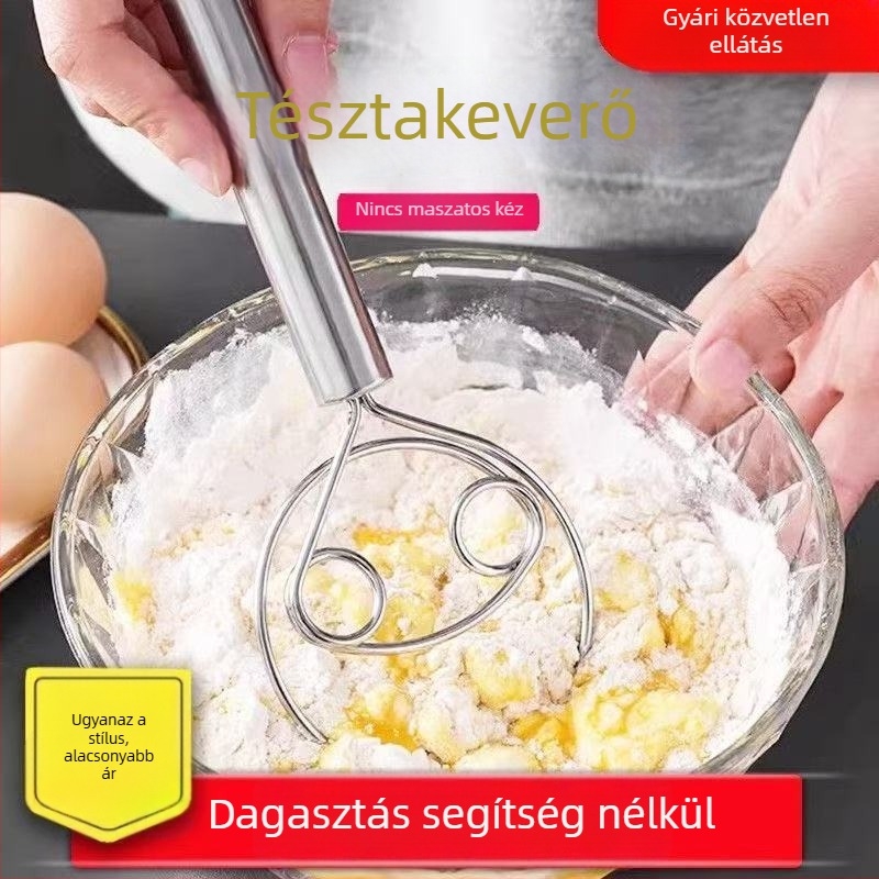 Rozsdamentes acélból készült kézi tészta- és tojásverő – multifunkcionális háztartási konyhai eszköz