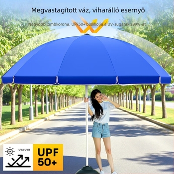 2,46 m külső napernyő ezüst bevonatú vászonnal, nagy piac- és strandnapernyő, UV védelem, logó nyomtatás
