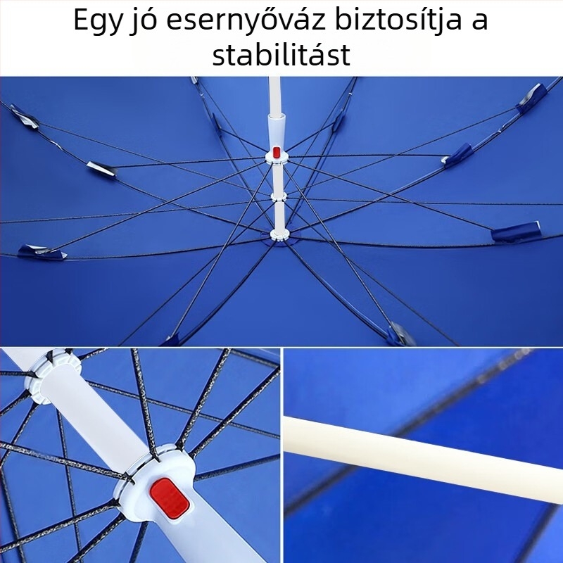 2,46 m külső napernyő ezüst bevonatú vászonnal, nagy piac- és strandnapernyő, UV védelem, logó nyomtatás