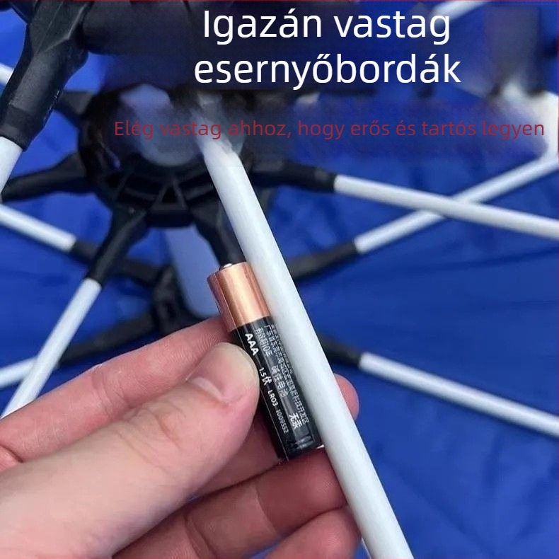 Nagy kettős rétegű napellenző esernyő kültéri standokhoz, UV PA+++, poliészter anyag, 8 bordázat, kézi nyitás-zárás, logó testreszabható