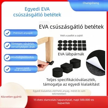 Kör alakú önragasztó szilikon tömítés, fekete EVA alátét bútorokhoz és készülékekhez, rezgéscsillapító és csúszásmentes, egyoldalú ragasztóval