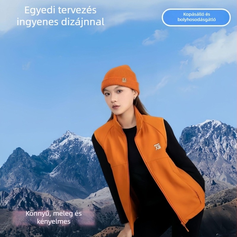Testreszabott kültéri softshell mellény álló gallérral, meleg és könnyű, szélvédő sportos–casual viselethez, csapatlogóval
