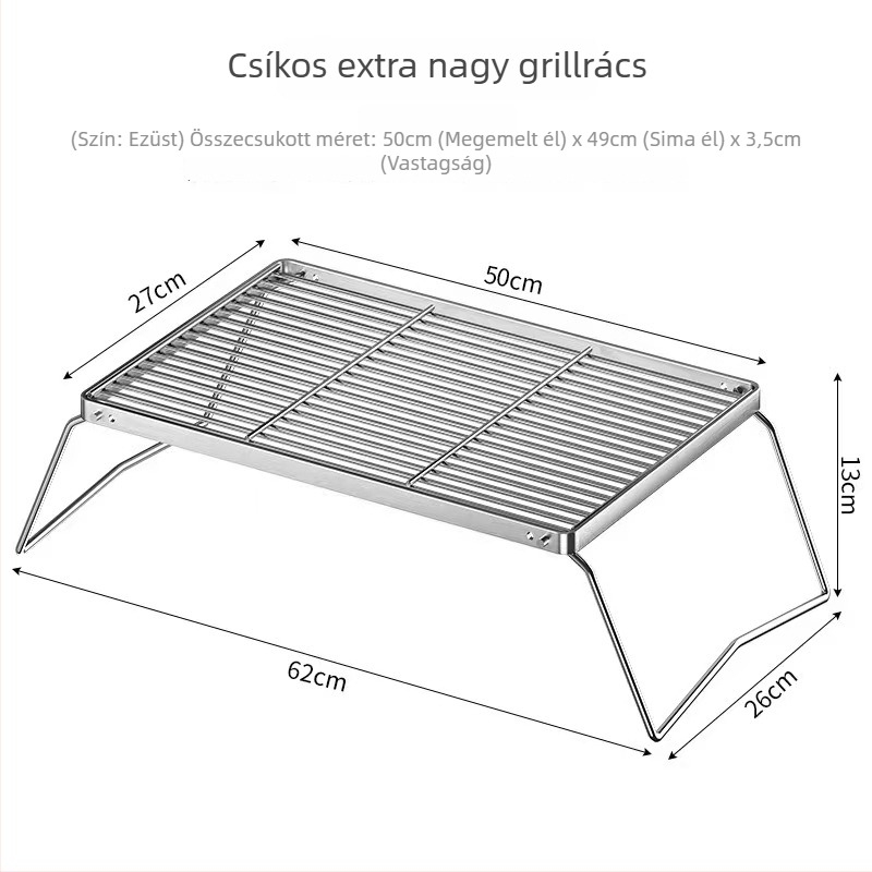 Rozsdamentes acél grillezőrács lábakkal, téglalap alakú hűtő- és olajlevezető rács sütőhöz és sütéshez