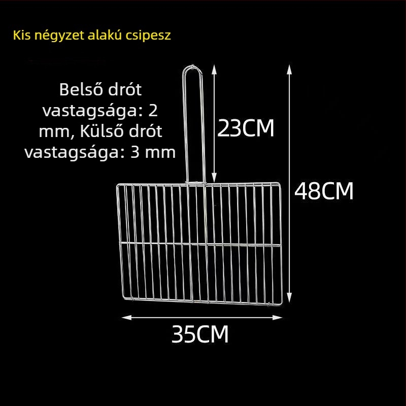 Kültéri vastagított rozsdamentes acél halas grillcsipesz sűrű hálóval