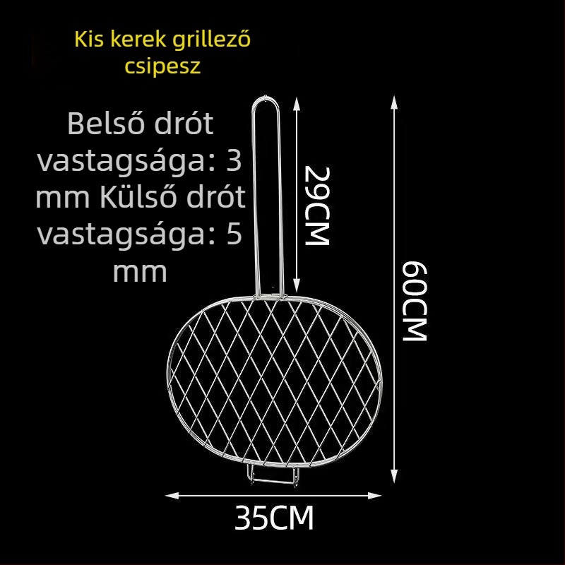 Kültéri vastagított rozsdamentes acél halas grillcsipesz sűrű hálóval