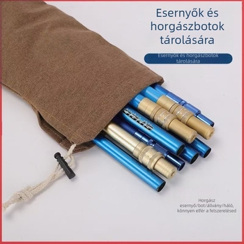 Vászonból készült horgászfelszerelés táska bot- és esernyőtartóval