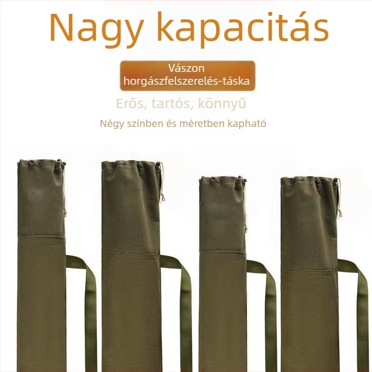 Vászonból készült horgászfelszerelés táska bot- és esernyőtartóval