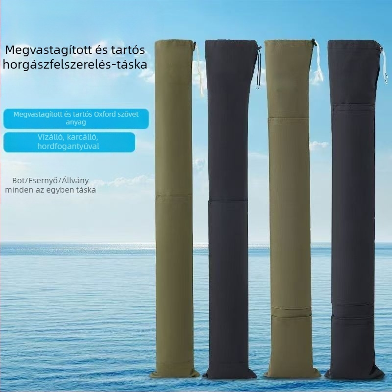 Vászonból készült horgászfelszerelés táska bot- és esernyőtartóval