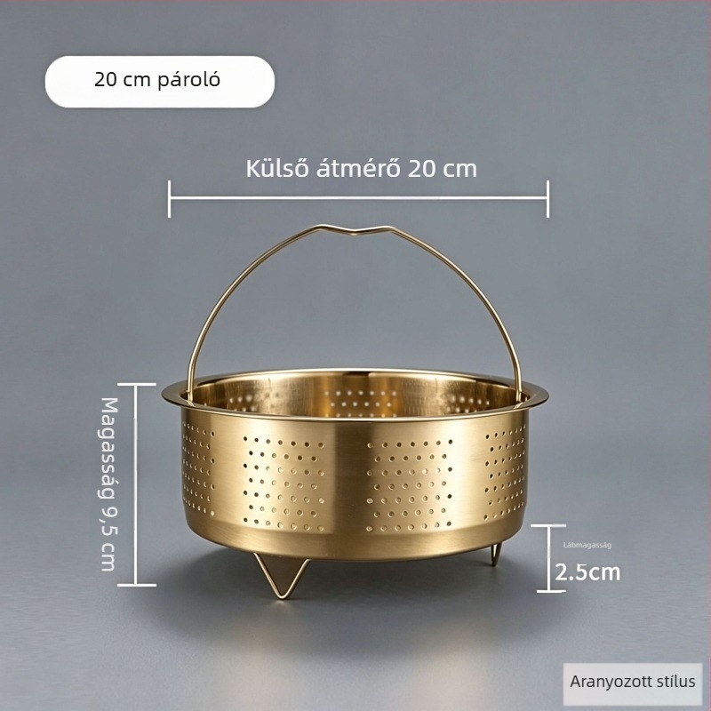 Rizsfőző gőzölő kosár 304 rozsdamentes acélból, fogantyúkkal és lábakkal