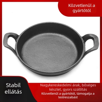 Kisméretű öntöttvas serpenyő bevonat nélküli, két fogantyúval, 16 cm és 18 cm.