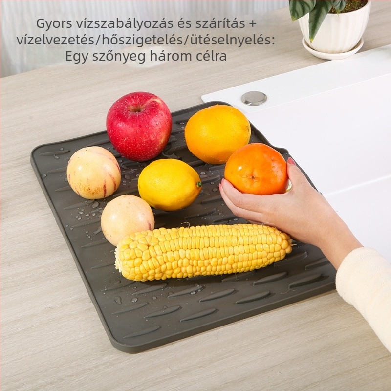Hajlított szilikonmunkalap leeresztő alátét, hővédő, vastagított felület, csúszásmentes vágódeszka rögzítő