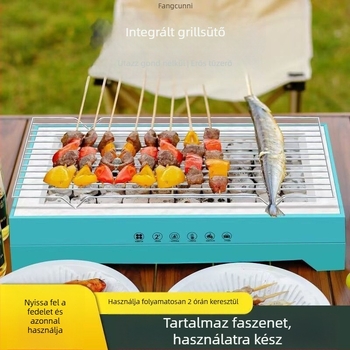 Egyszer használatos, hordozható faszenes grillsütő otthoni, kemping és szabadtéri használatra