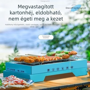 Egyszer használatos, hordozható faszenes grillsütő otthoni, kemping és szabadtéri használatra