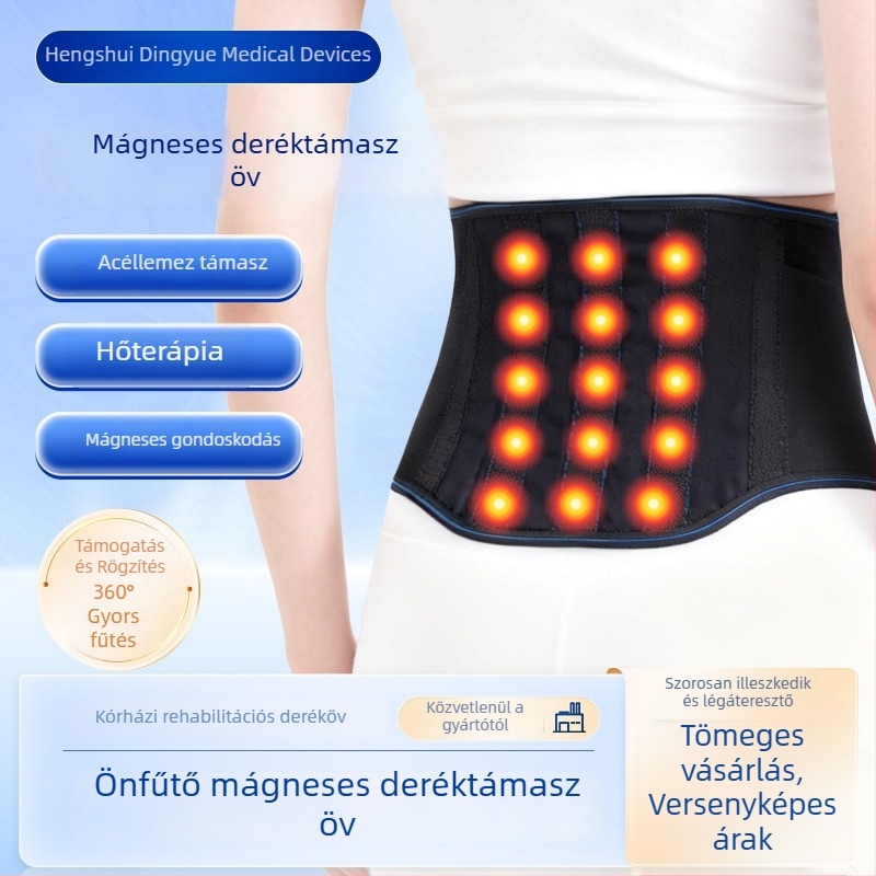 Új, fejlesztett mágneses deréktámasz öv acéllemez-támogatással, melegen tartó és védő funkcióval, sportokra és fitneszhez